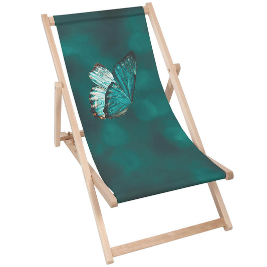 Holz Liegestuhl Turquoise Butterfly