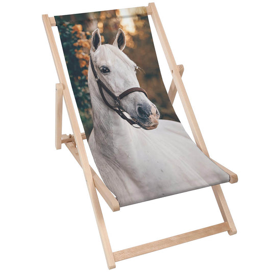 Holz Liegestuhl White Horse
