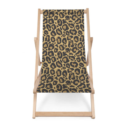 Holz Liegestuhl Leopard Dark