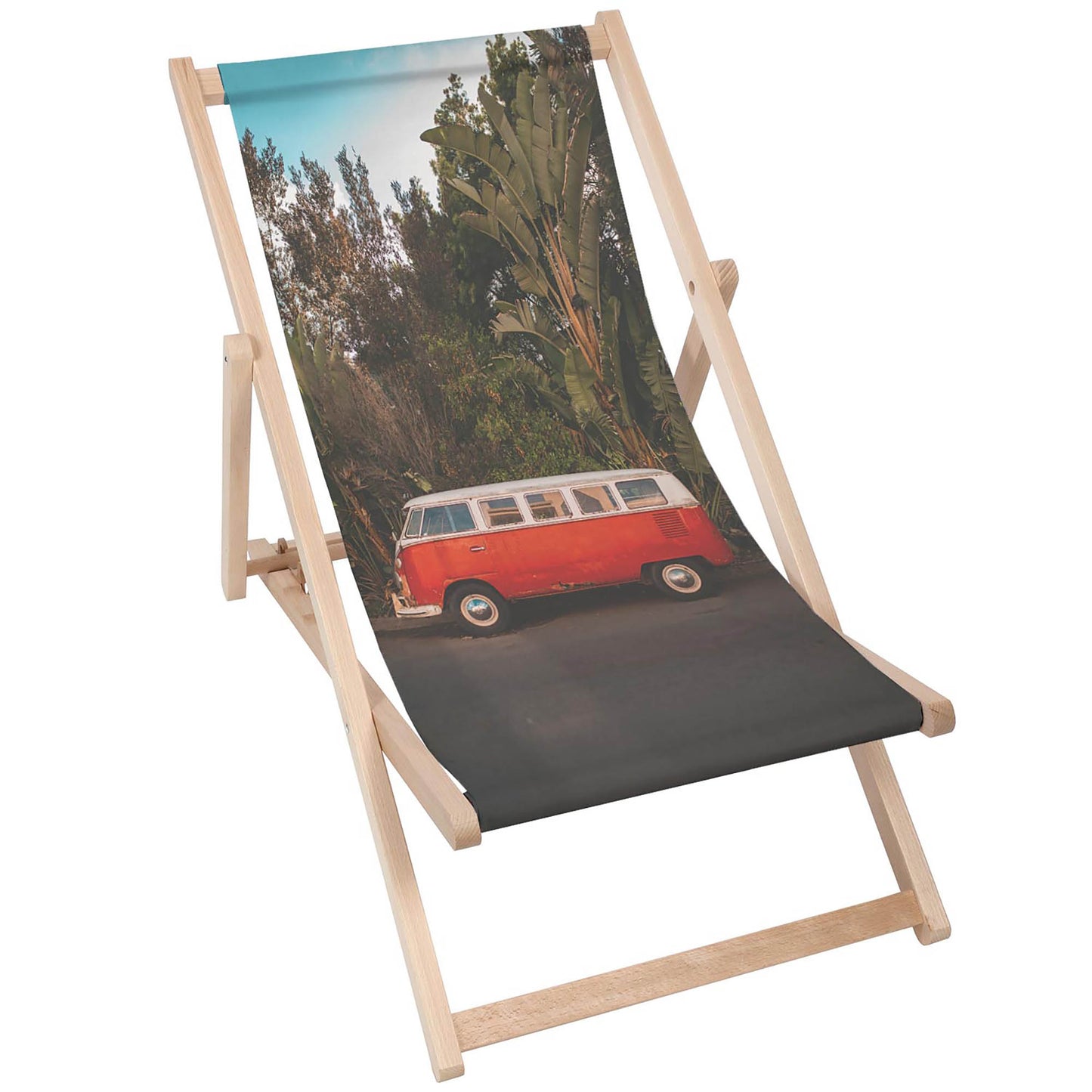 Holz Liegestuhl Red Camper