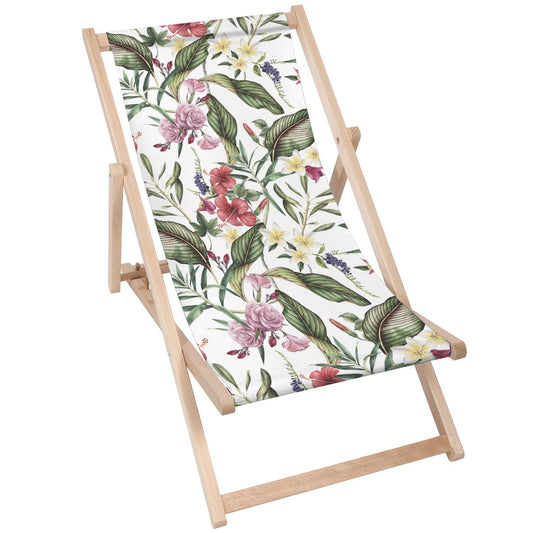 Holz Liegestuhl Retro Tropical Flowers