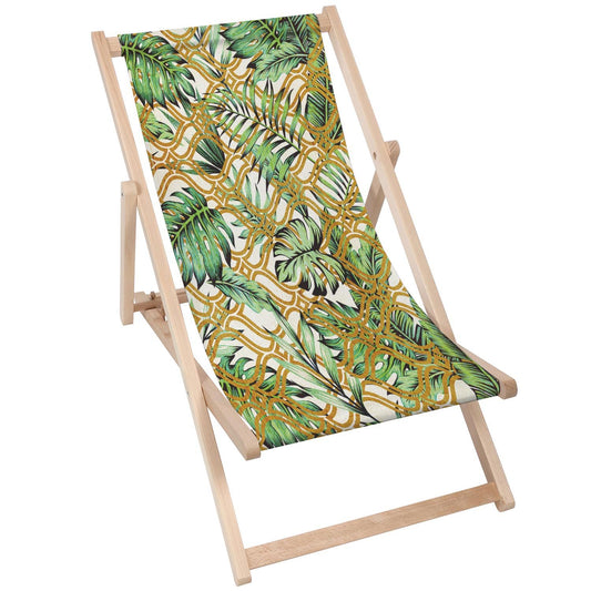 Holz Liegestuhl Retro Tropical Gold Nature