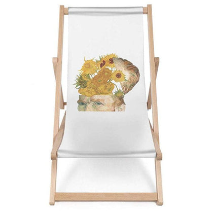 Holz Liegestuhl Sunflowers Van Gogh Head - esunbed