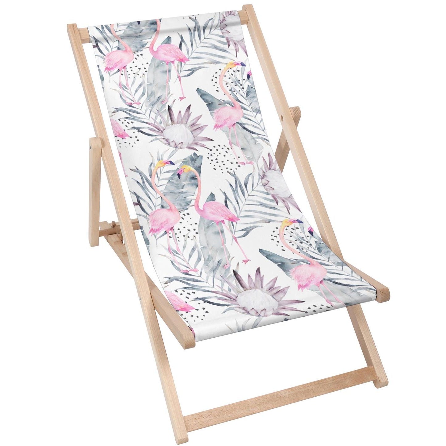 Holz Liegestuhl Tropical Flamingo