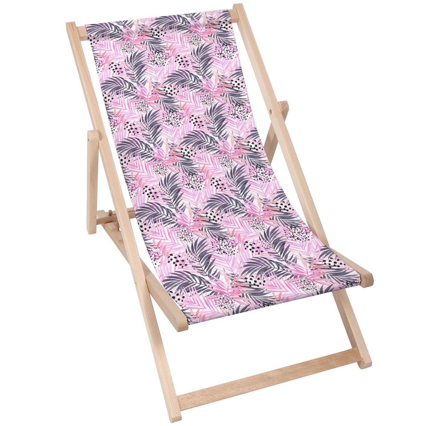 Holz Liegestuhl Tropical Pink Leaves