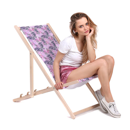 Holz Liegestuhl Tropical Pink Leaves - esunbed