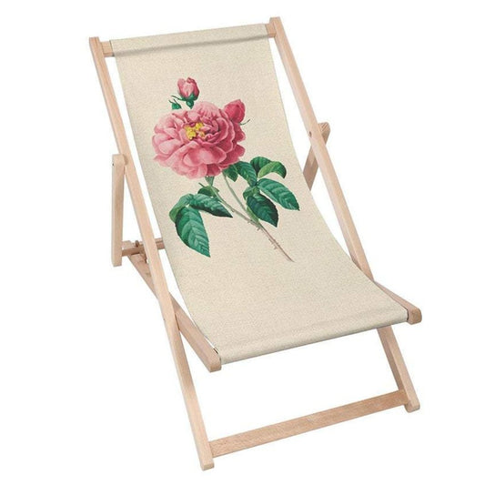 Holz Liegestuhl Vintage Pink Flowers - esunbed