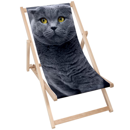 Holz Liegestuhl English Cat