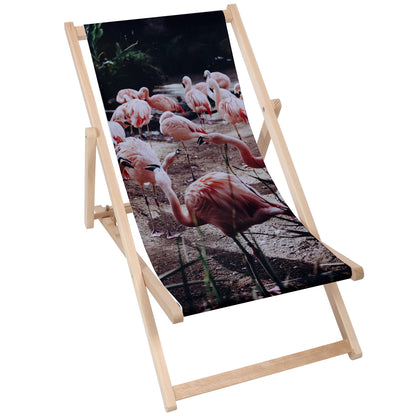 Holz Liegestuhl Flamingos