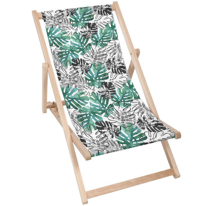 Holz Liegestuhl Green And Black Monstera - esunbed