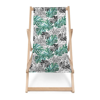 Holz Liegestuhl Green And Black Monstera - esunbed