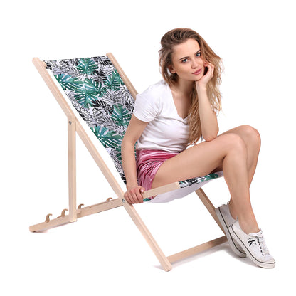 Holz Liegestuhl Green And Black Monstera - esunbed