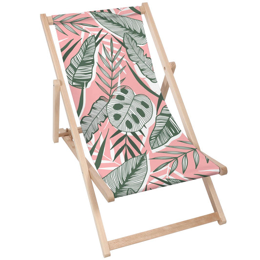 Holz Liegestuhl Linear Green Leaves