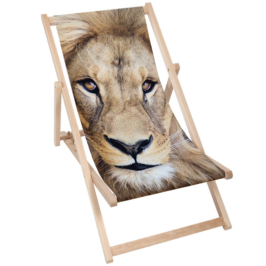 Holz Liegestuhl Lion