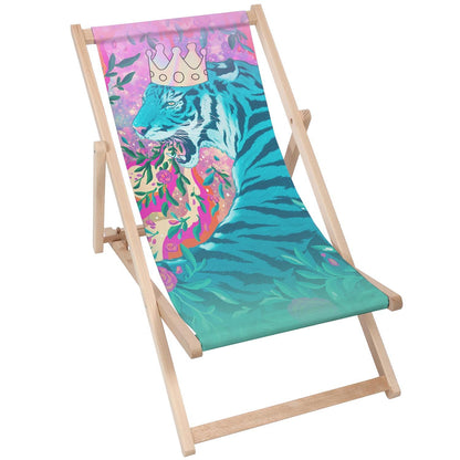 Holz Liegestuhl Tiger King Flowers