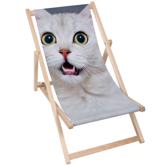 Holz Liegestuhl White Cat